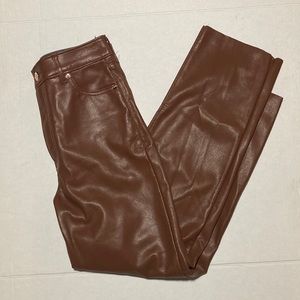 NWOT Express High Waisted Brown Fo Leather Pant